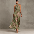 Jimena | Vestido Largo Halter con Estampado Floral