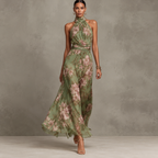 Jimena | Vestido Largo Halter con Estampado Floral