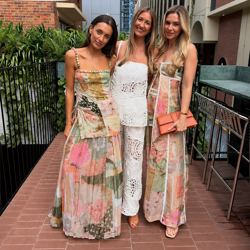 Noelia | Vestido Largo Plisado con Estampado Patchwork