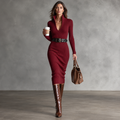 Irene | Vestido Midi de Canalé con Escote en V