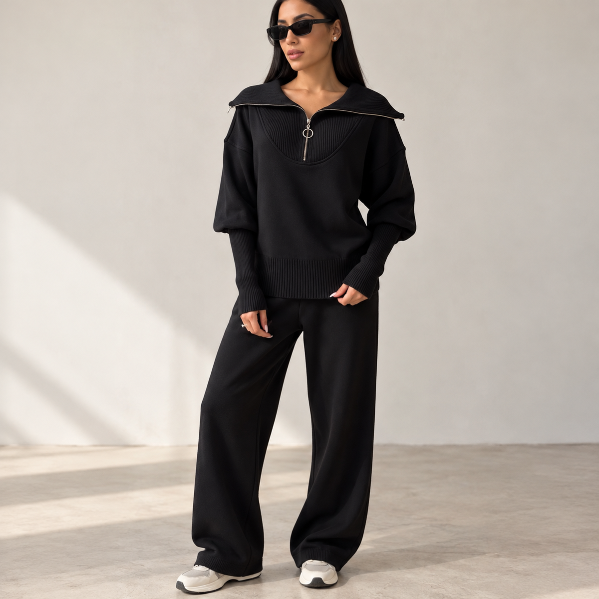 Conjunto de Sudadera con Cremallera y Pantalón para Mujer
