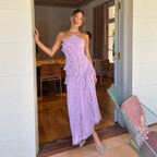 Ainhoa | Vestido Largo Halter con Volantes y Espalda Descubierta