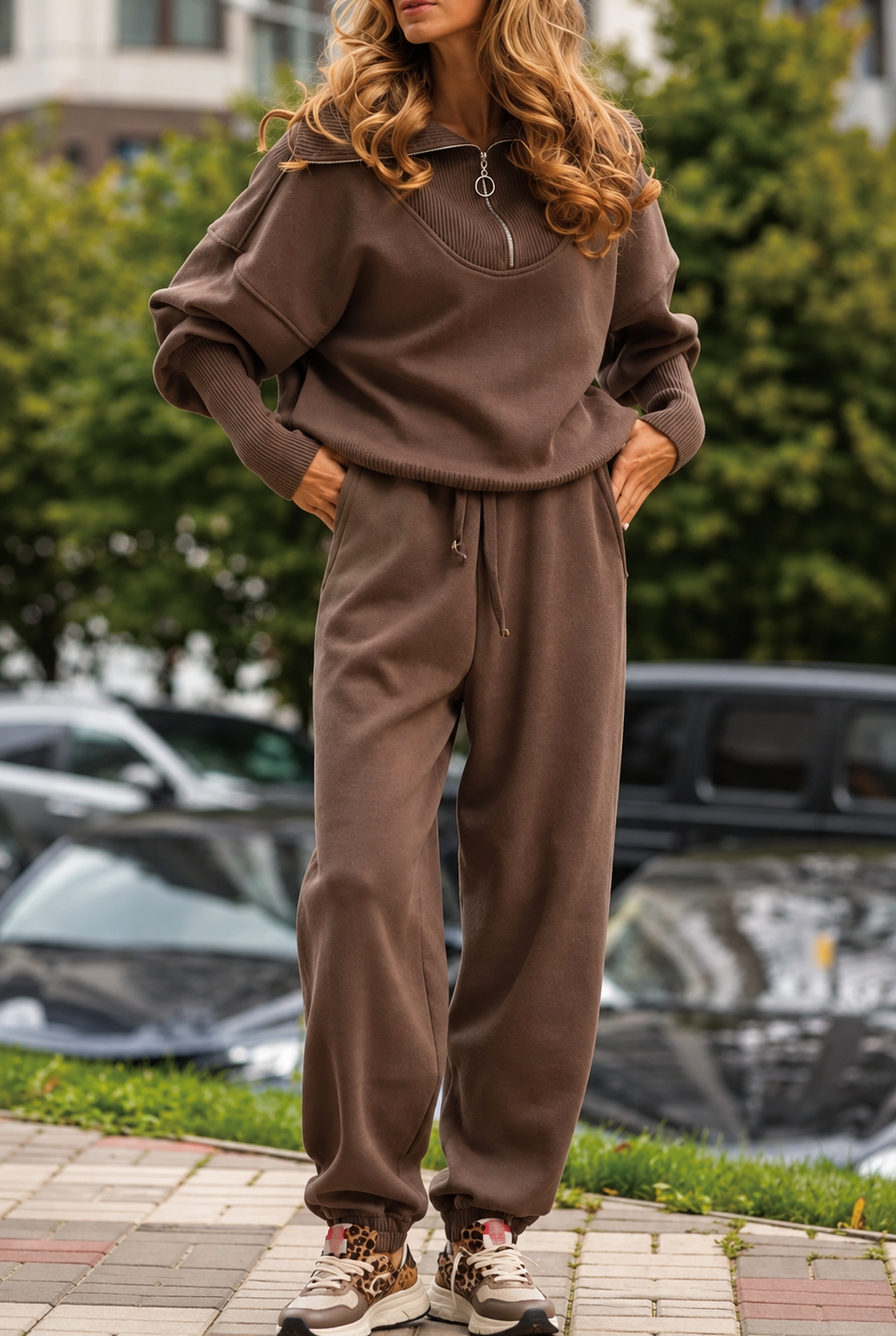 Conjunto de Sudadera con Cremallera y Pantalón para Mujer