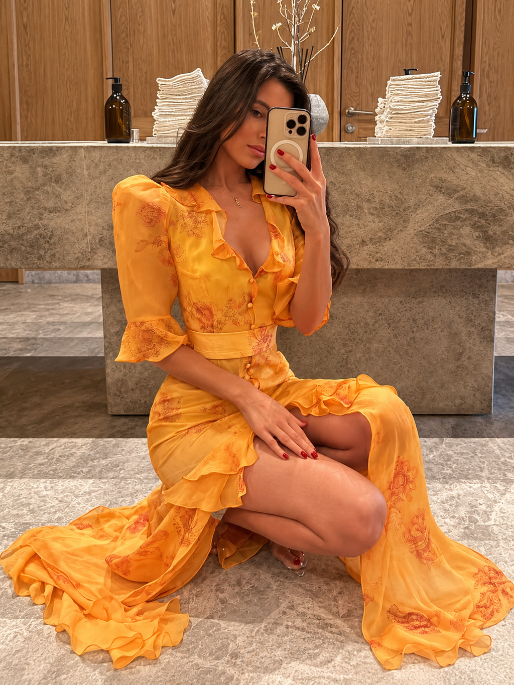 Rocío | Vestido Largo Abotonado Volantes