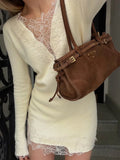 Julia | Vestido Mini de Punto y Encaje con Escote en V