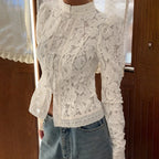 Valeria | Blusa de Encaje con Hombros Abullonados