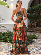 Mara | Vestido Largo Palabra de Honor Estampado