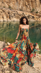Mara | Vestido Largo Palabra de Honor Estampado