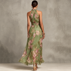 Jimena | Vestido Largo Halter con Estampado Floral