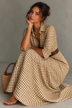 Lorena | Vestido Camisero Largo de Cuadros Vichy